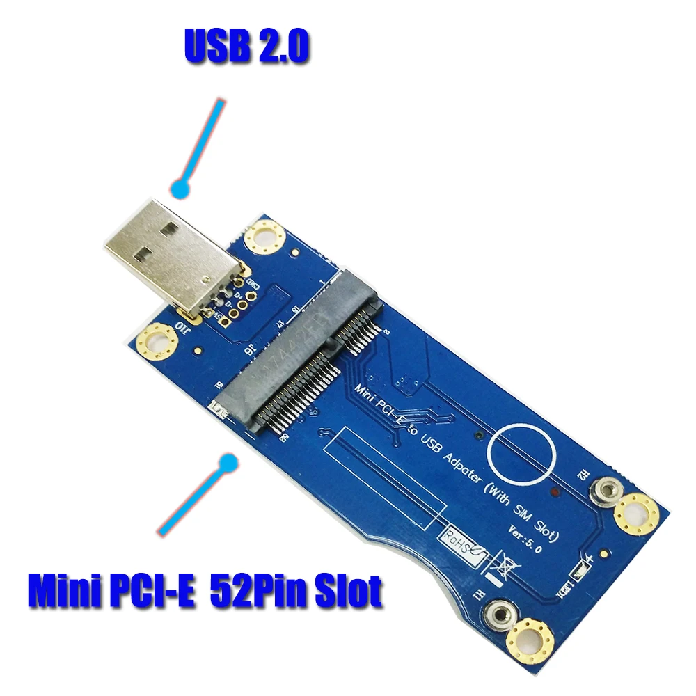 Мини PCI-E к USB адаптеру с слотом для sim-карты для WWAN модуль мини карта PCI-E к USB 2,0 Настольный ПК Поддержка SIM 6Pin 8Pin карта