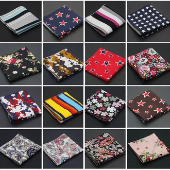 

Men Linen Cotton Pocket Square Stripe Floral Stars Paisley Printed Handkerchief Hanky QNTIE0035