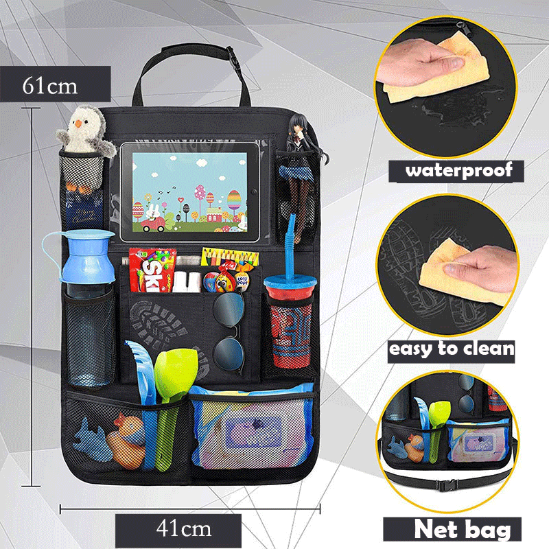 Car Organizer Multi-Pocket Car Auto Phone Pocket Pouch Car Back Seat Organizer Protector Hanging Storage Bag For Kids