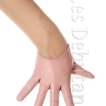 Сексуальная сахарно-розовая кожаная перчатка с низким запястьем