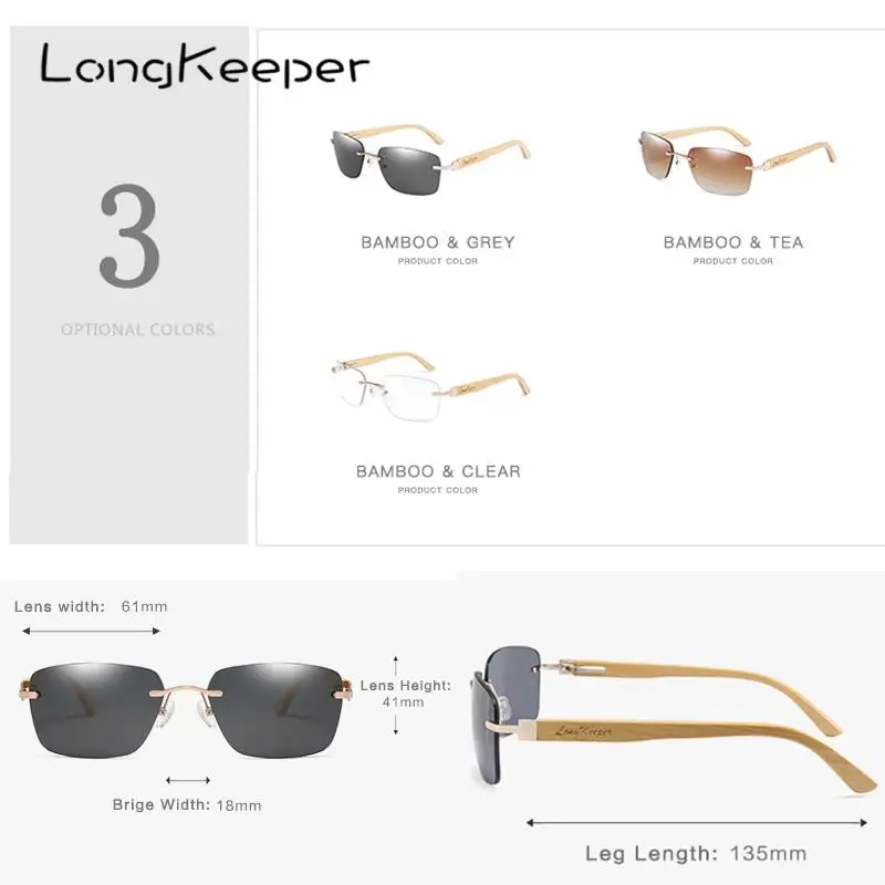 LongKeeper бамбуковые поляризационные солнцезащитные очки с логотипом чехлом для