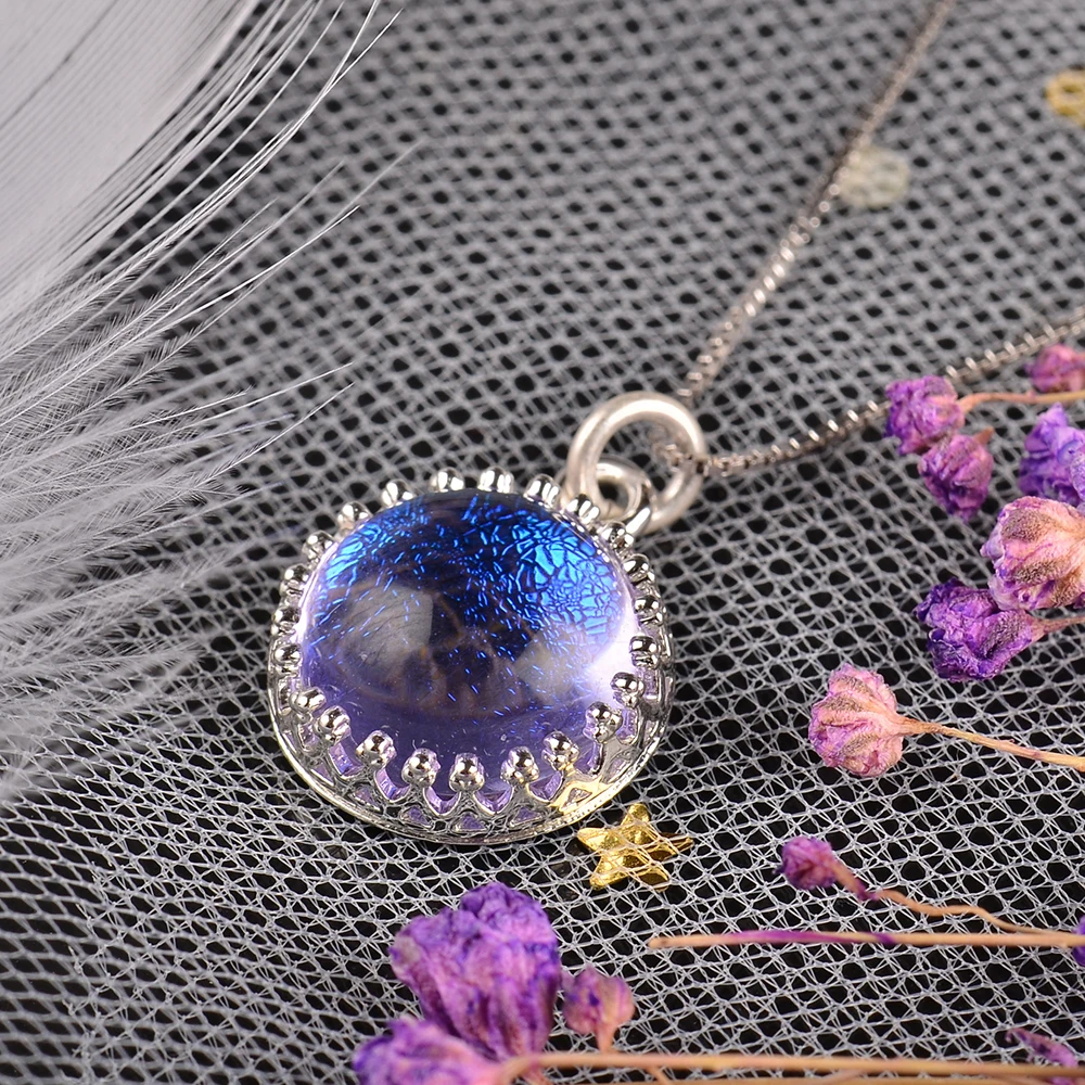 MosDream, святое привидение, драгоценный камень, кулон, ожерелье, волшебное, элегантное, сине-фиолетовый градиент, s925 серебро, ожерелье для женщин, романтическое, Lucky G