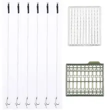 6 X волос 12lb Barbless Размер 6 8 10 Карп рыболовные готовые привязанные темные вещества волосы установки с ограничители Для Приманки