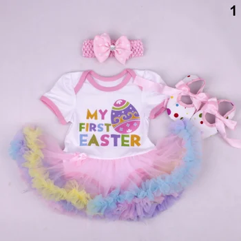 

Baby Girls Clothes Easter Party Tutu Dress+1 Pair Shoes+ Headband 3Pcs Set S7JN