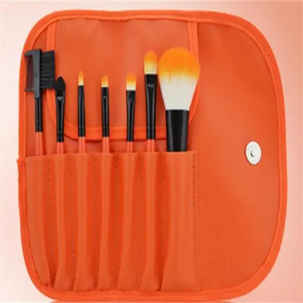 Hot 7pcs Kit Makeup Brushes Professional Set Cosmetic Lip Blush Foundation Eyeshadow Brush Face Make Up Tool Beauty Essentials - Handle Color: Orange