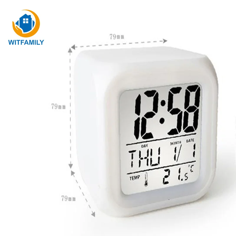 Portable Cute Mini LED Alarm Clock LCD Digital Display 7 Color Nightlight Alarm Small Bed Compact Travel Table Clock Home Decor Portable Cute Mini LED Alarm Clock LCD Digital Display 7 Color Nightlight Alarm Small Bed Compact Travel Table Clock Home Decor