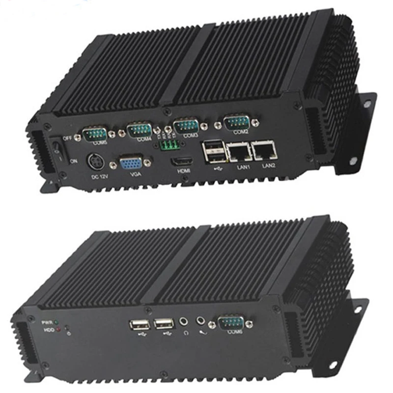 Встроенный промышленный компьютер 2 * LAN 10/100/1000 Mps 1 HDMI VGA 6 Com 4 USB мини-ПК 64 Гб SSD |