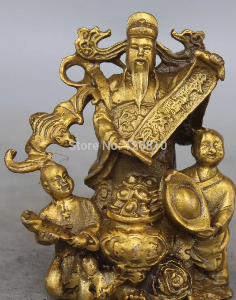 

Chinese Bronze Carving FengShui Wealth God Mammon Children treasure bowl Statue