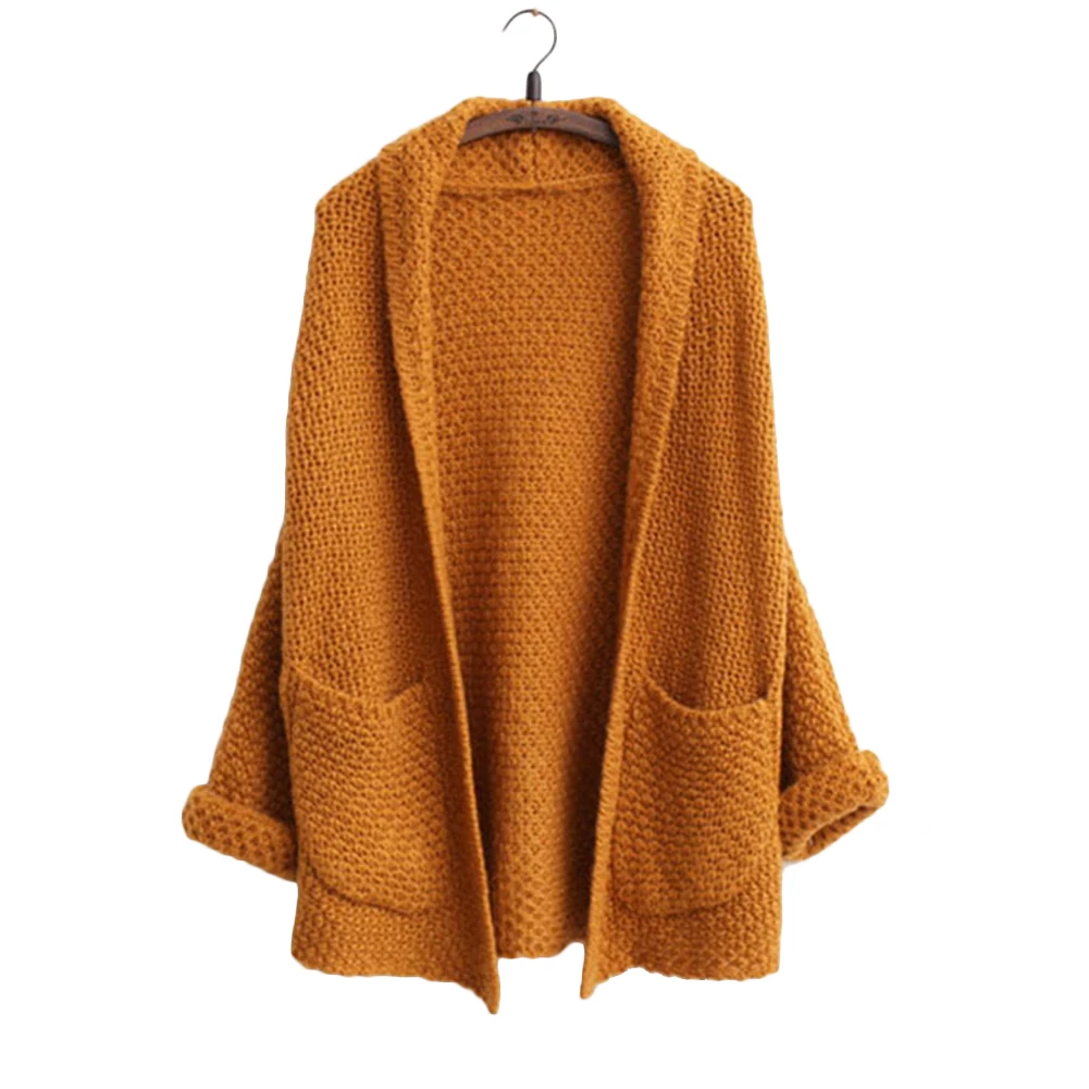 Autumn Winter Casual Outwear Women V-Neck Knitted Cardigan Coat Solid Slim Loose Open Stitch Sweater |