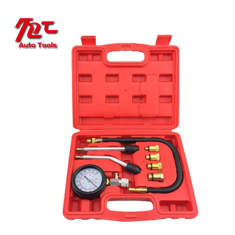 8 PCS Petrol Gas Engine Cylinder Compressor Gauge Meter Test Pressure Compression Tester Leakage Diagnostic