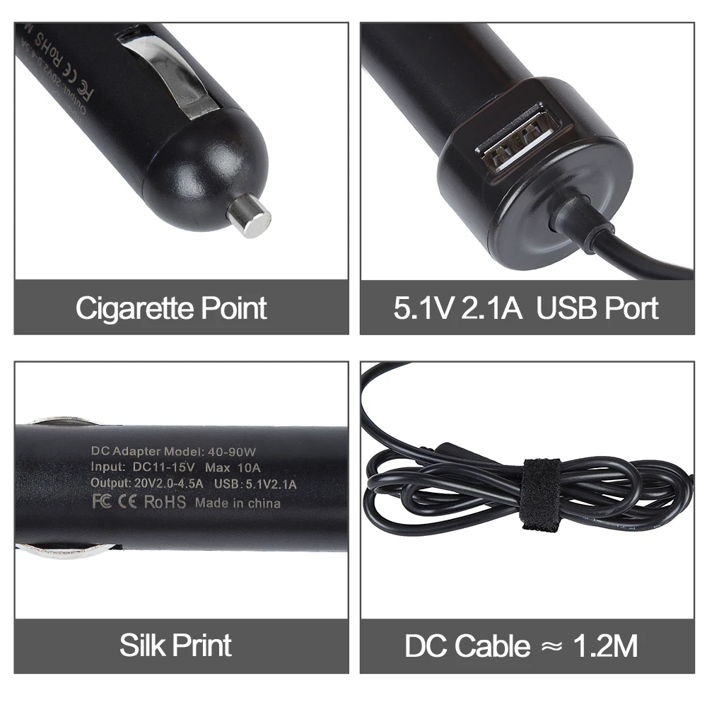 20V 4.5A 90W Автомобильное зарядное устройство для ноутбука Lenovo ThinkPad X240S E431 E531 G500 G505 T440