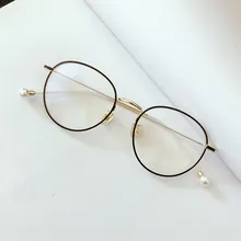 Бросился Gafas Ретро круглые металлические оправы для очков оптические перламутровые затычки очки близорукость элегантный темперамент компьютер 6809