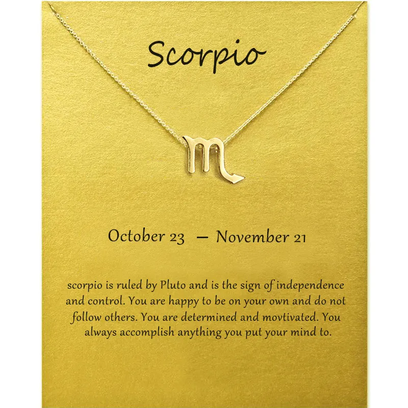 

12 Constellation Scorpio Pendant Necklace For Female Minimalist Chain Necklace Make a Wish Card Jewelry for Mother's Day Gift