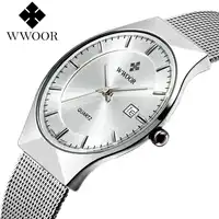 Top Brand Luxury WWOOR Mens Watches Stainless Steel Business Quartz Wrist Watch Ultra Thin Fashion Dress Watch Relogio Masculino