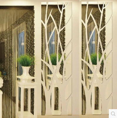 Современная Наклейка на стену с зеркалом дерева, съемная наклейка, художественная Настенная Наклейка для дома, гостиной, спальни, сделай сам, декор для детской комнаты