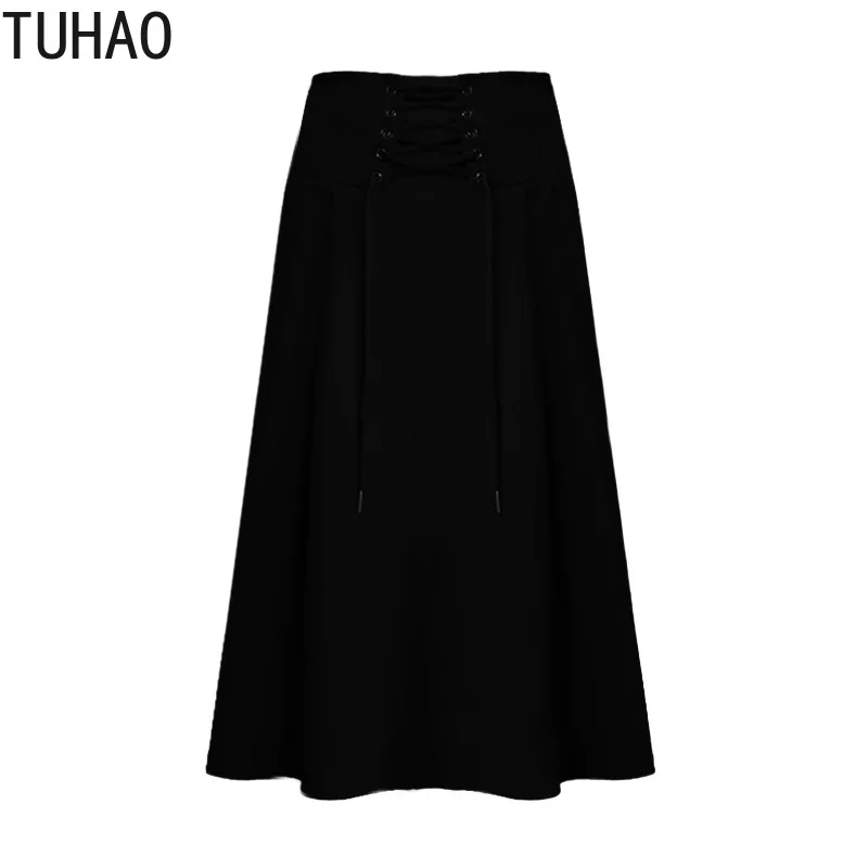 TUHAO/весенне летняя Офисная Женская юбка с высокой талией однотонная женская на