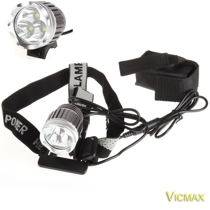 

VICMAX 5000 Lumens 3x XM-T6 LED Headlight T6 Headlamp Bicycle BikeLight Waterproof Flashlight+Battery Pack super T6
