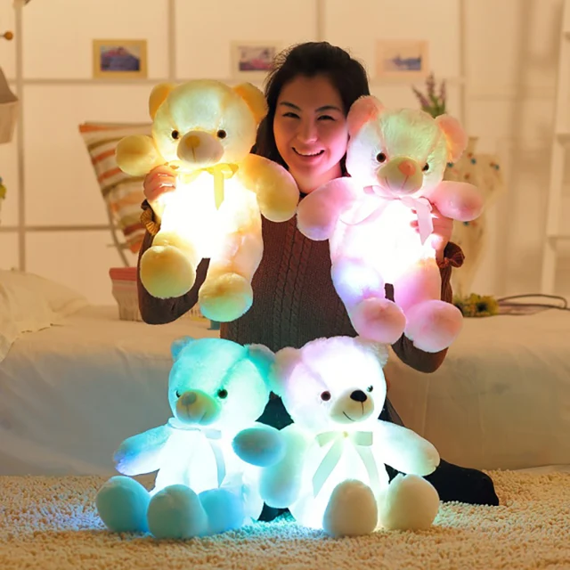 1pc Big Light Up LED Teddy Bear Plush Toy Colorful Stuffed Animals Glowing Luminous Bears Dolls Pillow Gifts for Kids Girls 3