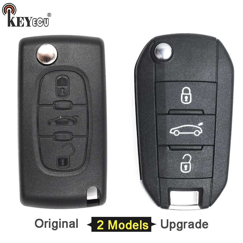 

KEYECU for peugeot 307 308 407 607 Original/ Modified Flip Remote Key Shell Case Blank Fob 3 Button VA2 Blade No battery Hold