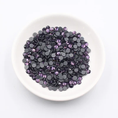 Tanzanite Стеклянные розовые стразы горячей фиксации с плоской задней частью, железные Стразы, хрустальные камни SS16 SS20 SS30, стразы горячей фиксации для украшения для одежды - Цвет: Tanzanite