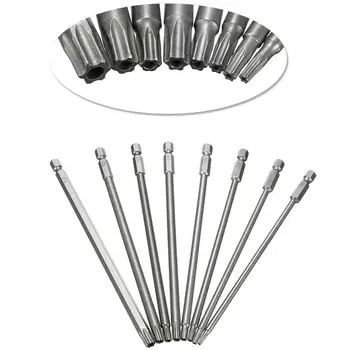 

8-piece hollow batch head 150mm long middle hole plum blossom head sandblasting batch head combination chrome vanadium steel