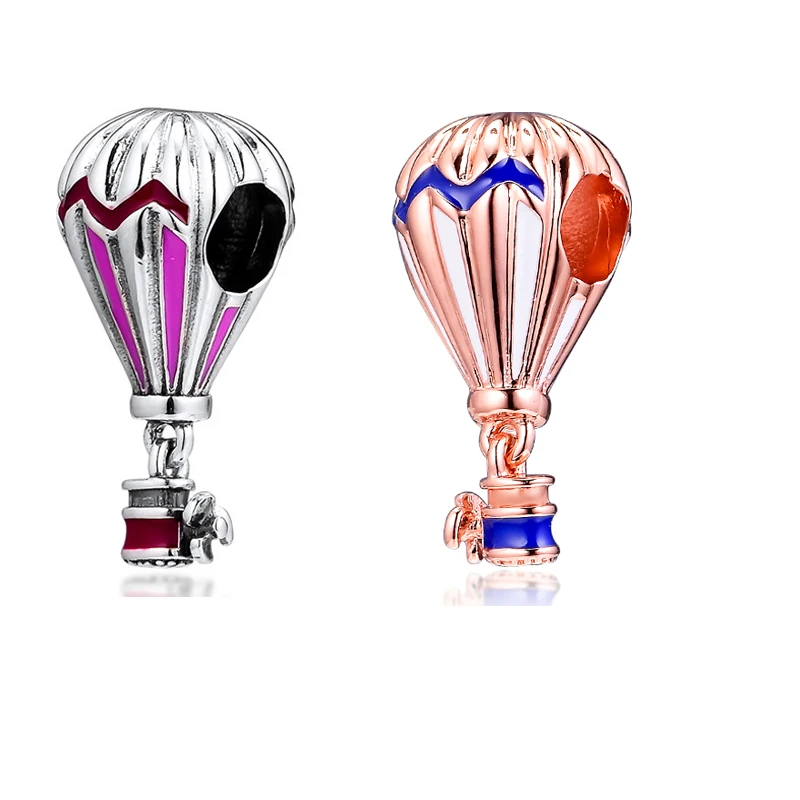 

Fit Pandora Charms Bracelets DIY Beads 100% 925 Sterling Silver Hot Air Balloon Silver & Rose Charm for Jewelry Making PRF064