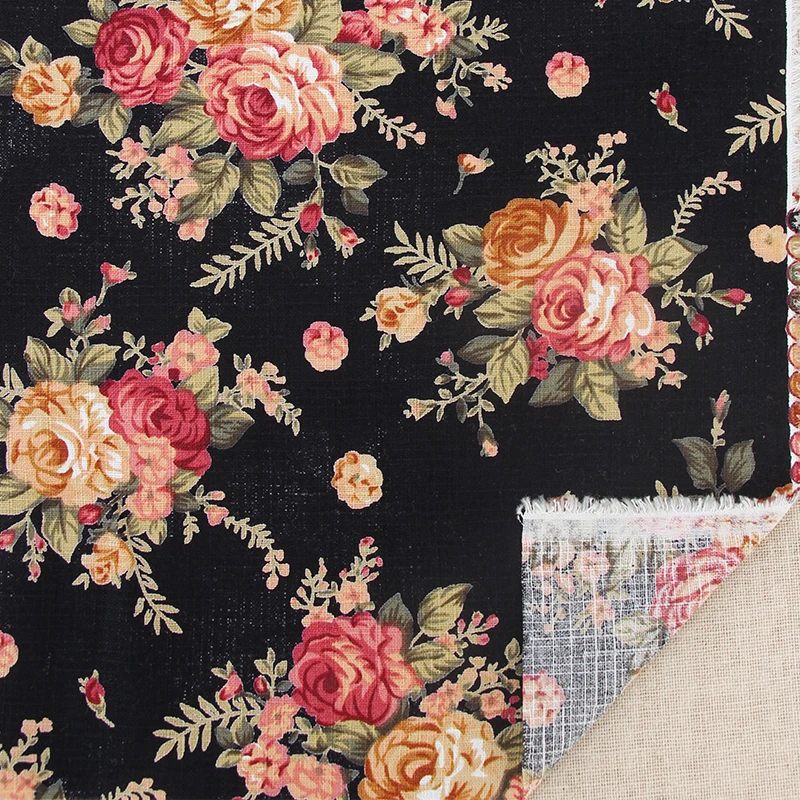 Japan Style Cotone Lino Tessuto Vintage Floral Stampe Tessuto Da