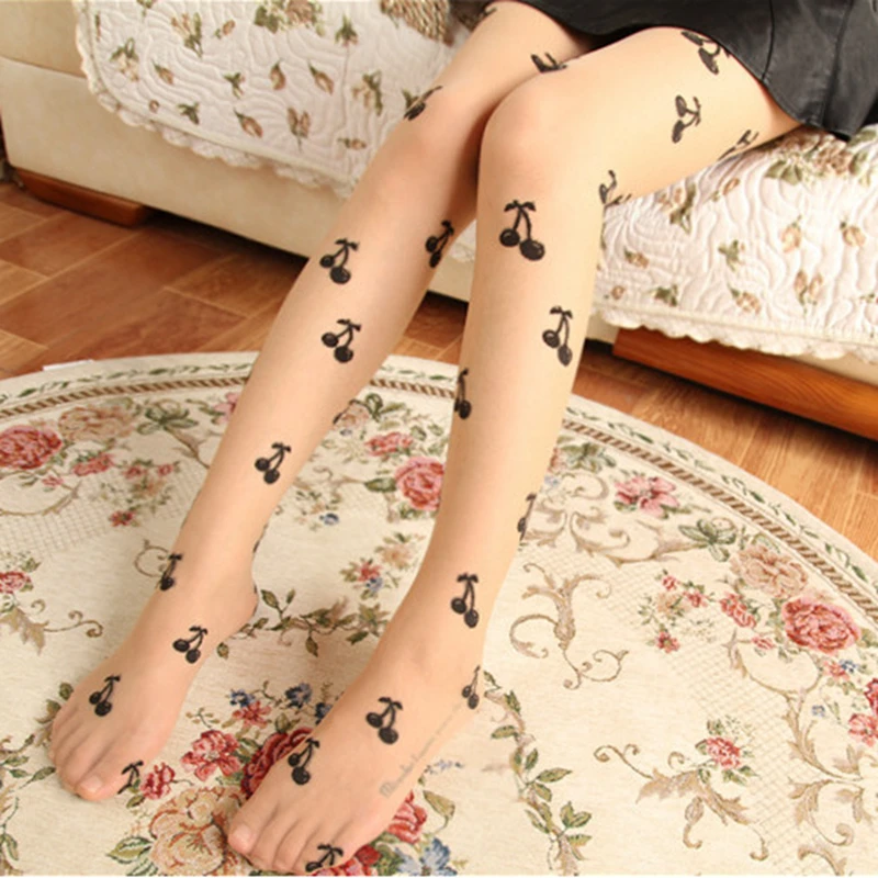 2018 Spring Autumn Style Tights Women Girls Cute Cherry Stockings Skin