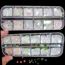 Голографические переливающиеся блестки для ногтей, AB, звезда, бабочка, сердце, луна, массивные праздничные Блестки для дизайна ногтей, вечерние, полимерные