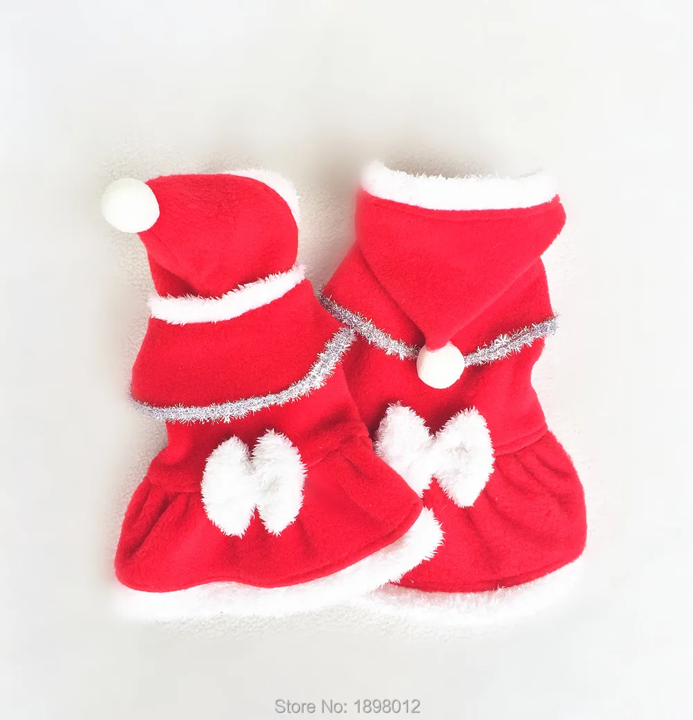 

Luxury Dog Christmas Clothes Warm Winter Dog Dress Jacket Coats Pet Hoodie Outwear Clothing With Christmas Hat Wholesale