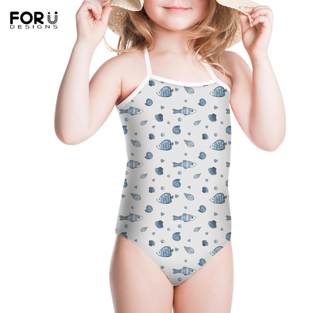 

FORUDESIGNS Little Kids Cartoon Bikini Animal Prints Conjoined Pants Summer Beach Sweaty Girls Swimming Bathing Set
