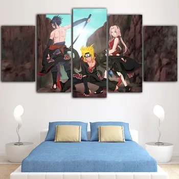 

Canvas Prints Poster Home Decor Pictures 5 Piece Anime Naruto Spring Cherry Wall Art Modular Bedside Background Painting Frame