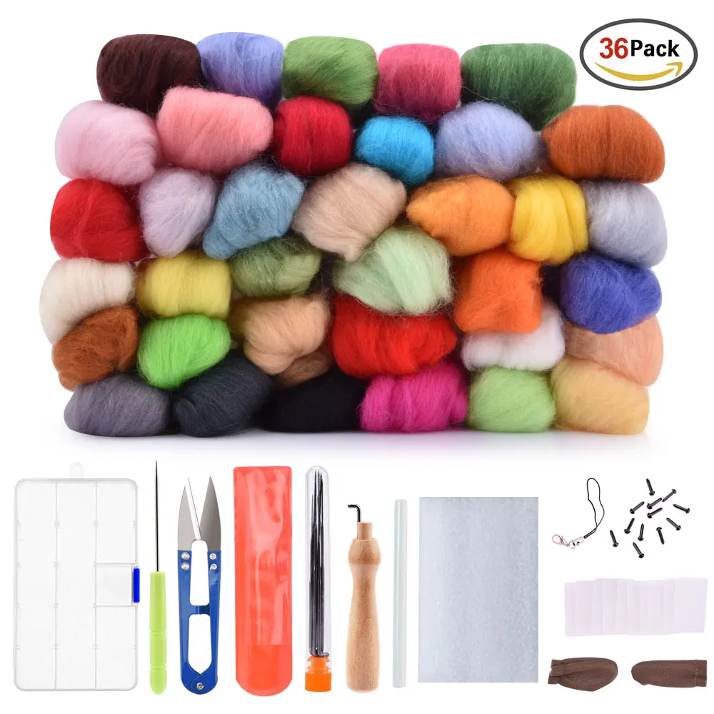 Buy Needle Felting kit 36/50 Colors Wool Fibre Roving