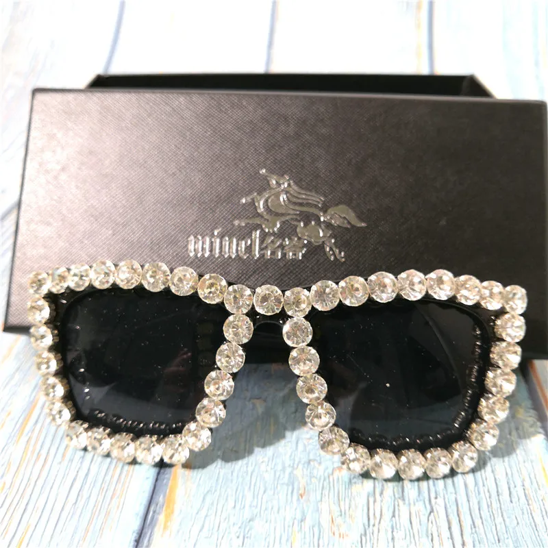 Модные солнцезащитные очки женские высококачественные прямоугольные блестящие бриллиантовые элегантные квадратные вечерние солнцезащитные очки UV400 FML