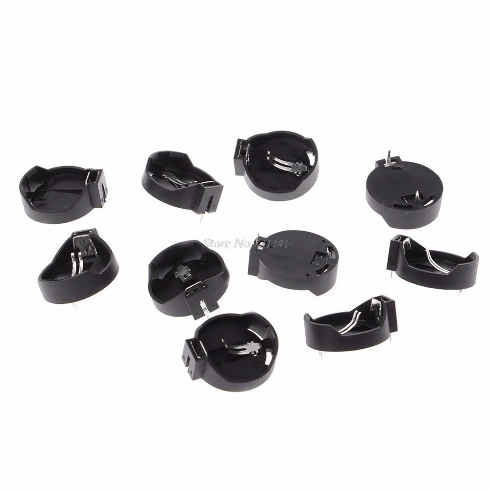 

10 Pcs 3V CR2025 CR2032 Button Coin Cell Battery Holder Socket Case Black Button Batteries Holder