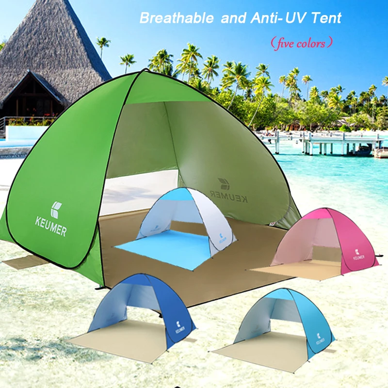 

Picnic portable beach tent UV protection 3-4 people automatic instant pop-up tent outdoor fishing camping with mesh back