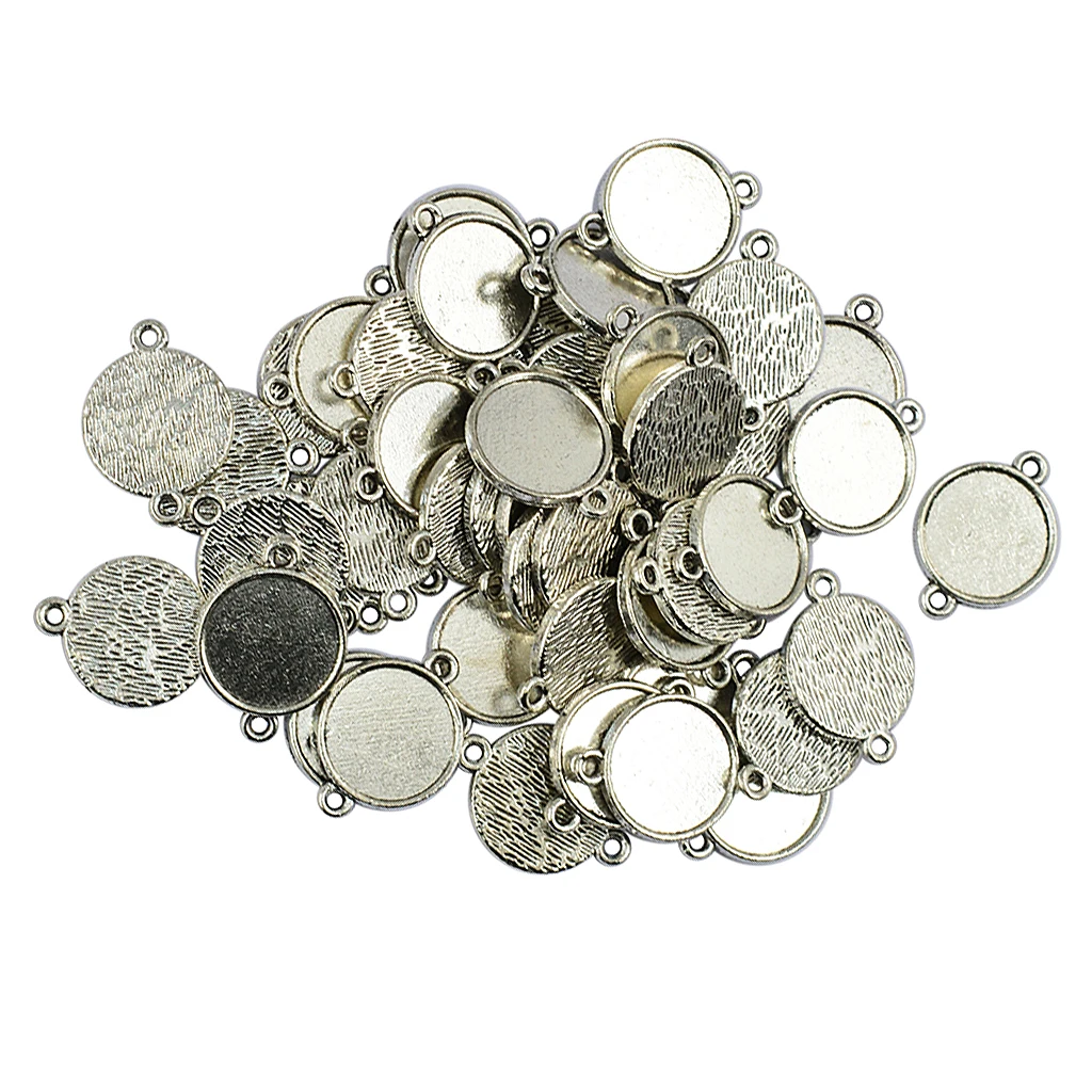 50pcs Blank Bezel Pendants Blanks Base Cabochon Settings Tray for Jewelry Making 12mm