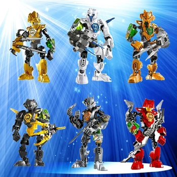 

6pcs/lot Hero Factory Star Warrior Soldiers Bionicle Surge Evo Stringer Robot Figures Building Block Compatible With