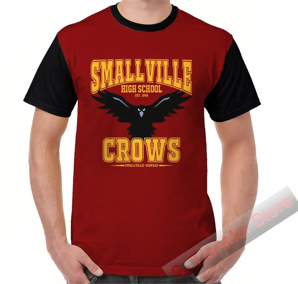 Летняя футболка с графическим принтом, мужские топы, футболки Smallville High Home of the Crows, Женская забавная футболка с короткими рукавами, повседневные футболки