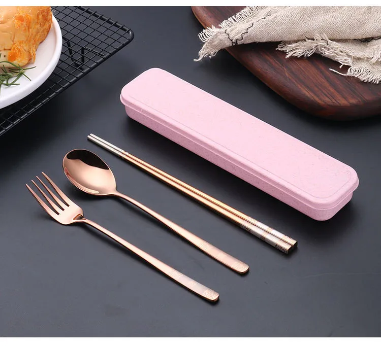 

3pcs/set 304 Stainless Steel Flatware Set Spoon Fork Chopstick Dinner Tableware Kitchen Accessories Western Fork Set PN 007