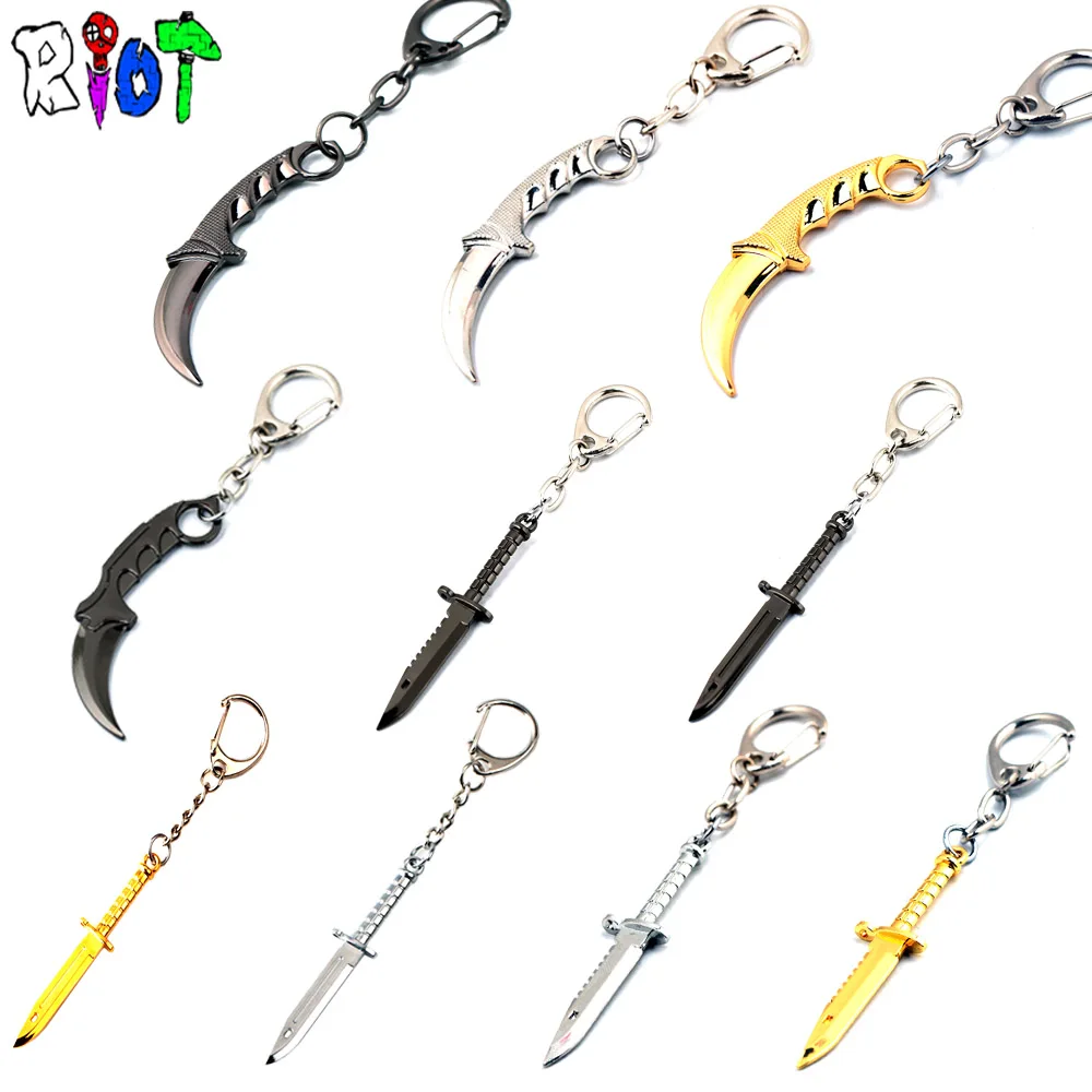 

10 Types FPS Game CSGO Keychain Karambit Model 6.5cm M9 Knife Dagger Weapon Game Accessories Alloy Keyring CS GO Fans Jewelry