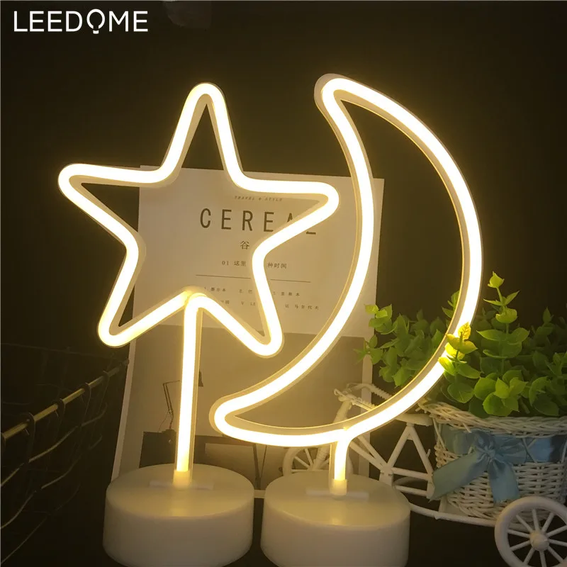 Leedome Star Moon Lightning светодиодный неоновый ночник AA батарея огни для комнаты