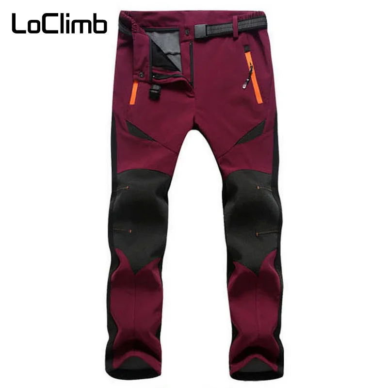 LoClimb mujeres invierno senderismo pantalones impermeables al aire libre Pantalones deportivos para las mujeres viaje de Camping Trekking Softshell esquí AW077