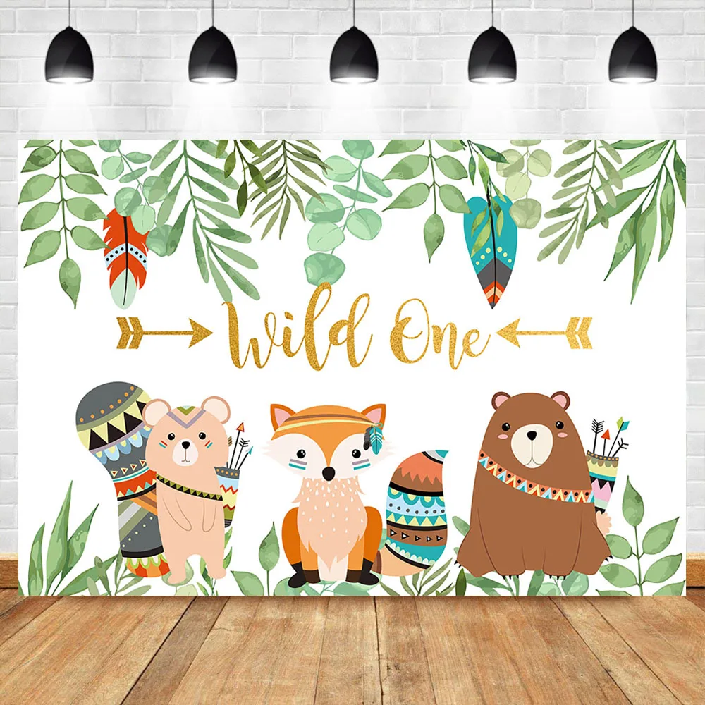 

Wild One Backdrop Animal Tribal Party Background Chirlden Birthday Party Banner Backdrops Cake Table Booth anner Decoration