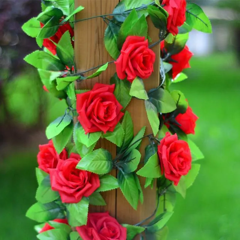 

2.5m Artificial Flowers ivy Roses Silk Flower Garlands for Weddings Decoration Flores Artificiais Home Decoration Accessories. W