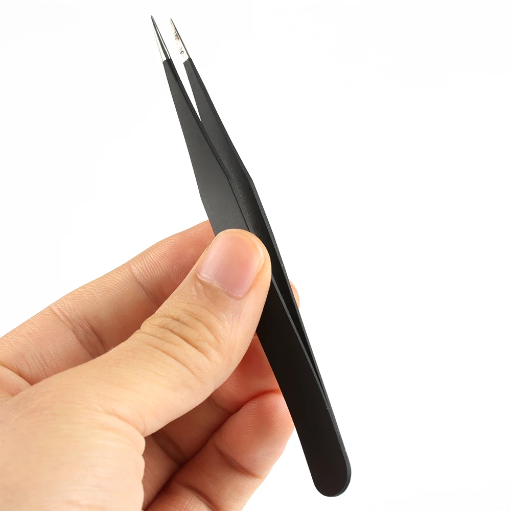

1 Pcs Anti-static Stainless Nail Tweezers Nipper Steel Fine Tip Straight Forceps Non-magnetic ESD Tool
