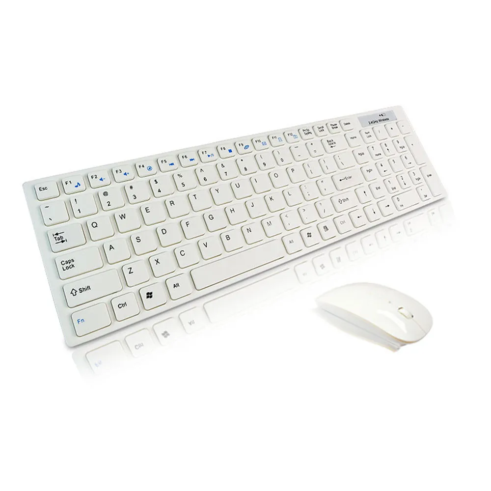 Беспроводная клавиатура высокого качества ультра тонкая белая 2,4G Беспроводная клавиатура и оптическая мышь компьютерные клавиатуры l1108#2