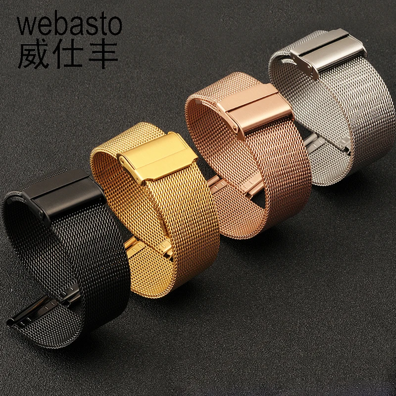 

Webasto Watch Band For DW CK Stainless Steel Straps Width 6 8 10 12 14 16 18 20 22 24mm Silver Buckle Watch Strap Watchbands