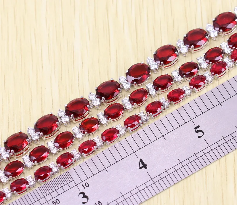 Харизматичный красный гранат женский серебряный браслет Привлекательный Кристалл Свадебные украшения