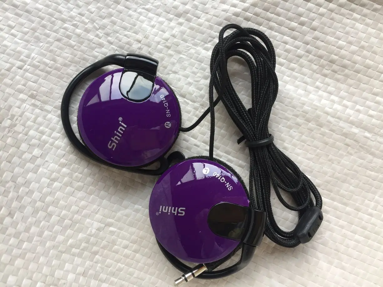 3,5 мм бас наушники ушные крючки гарнитура спортивные наушники проводные наушники для Mp3 плеера компьютера мобильного телефона - Цвет: Purple